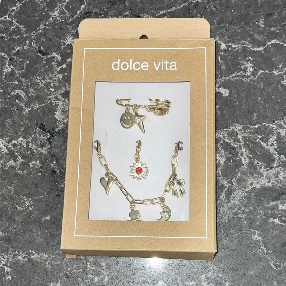 Dolce Vita Gold and Red Charm Bracelet